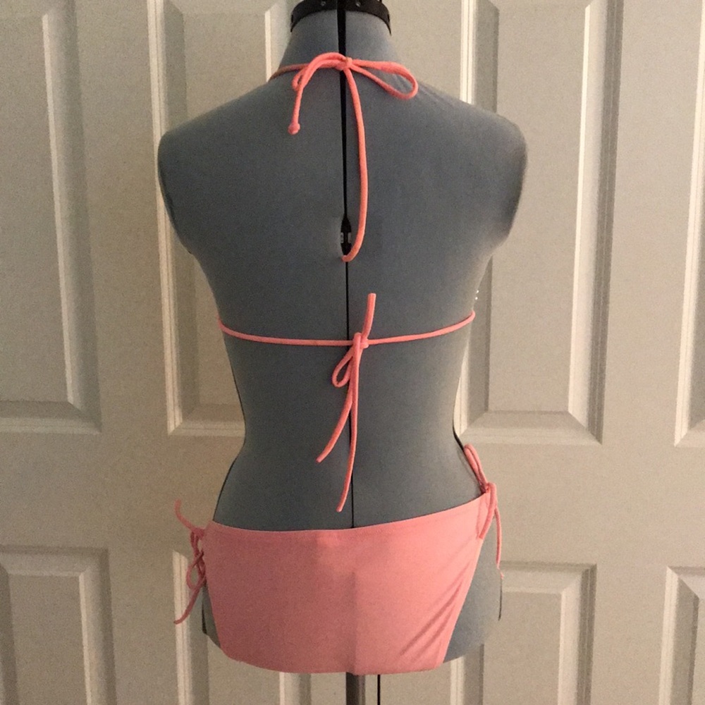 Victoria’s Secret Beaded Sequin Triangle Top Pink String Bikini Swimsuit M - Picture 4 of 17